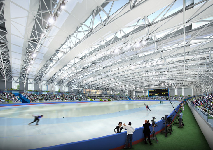 該設計是方便和功能為所有參加者是很重要的。總體規劃為區域鏈接的舞臺上與其他各種體育設施，如數字/短道速滑賽場，冰球賽場上，和一個公園。復確保履行國際速滑協會??的規格要求進行了優化與先進的數字測量設備的狀態。