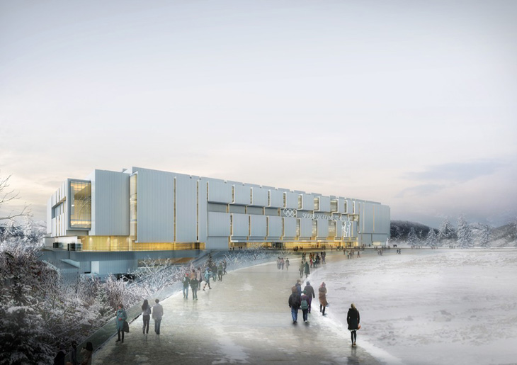 所有這一切都被安置組成的表達速度感覺在速度滑冰節奏的垂直分割元素的外觀之內。該設施是什么，我們就來看看奧運場館和舞臺上優雅的代表，并希望提供的不僅是一個大的環境看速滑，又是一個愉快的氛圍，提醒所有的游戲才是真正的問題